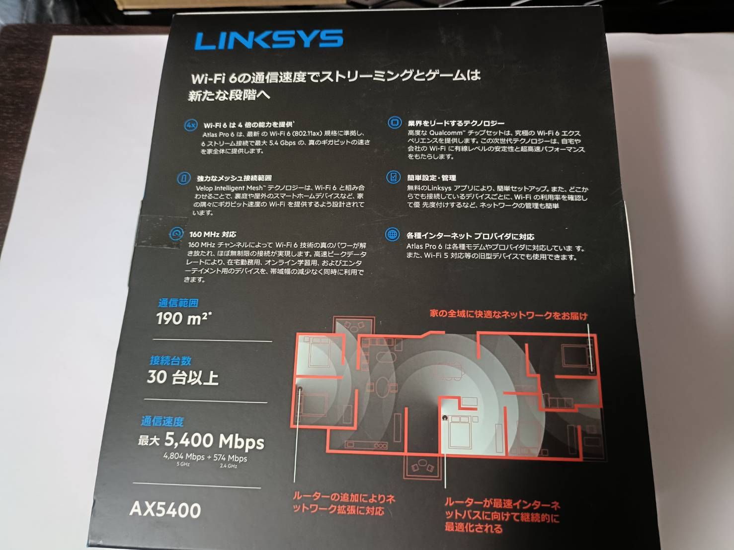 Linksys リンクシス AX5400 Wi-Fi 6 メッシュ対応ルーター MX5501-JP 11ax 574 4804 Mbps デュアルバンド