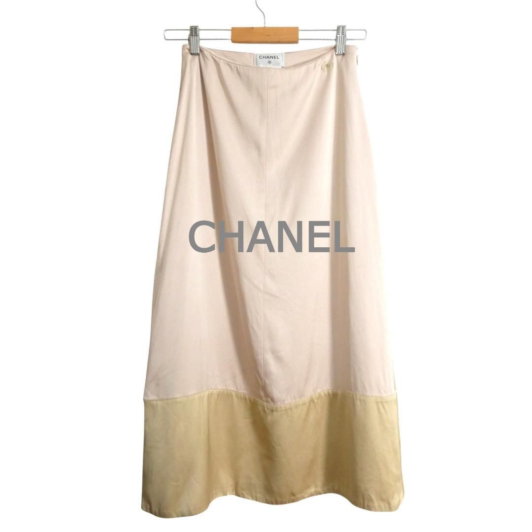 美品 CHANEL シャネル サイズ36 シルク100％ バイカラー ココマーク