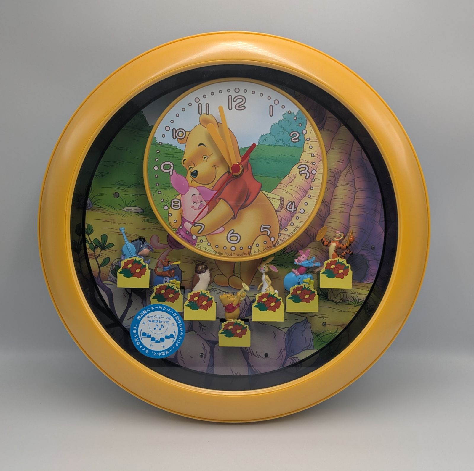 RHYTHM ディズニー くまのプーさん 掛け 時計 電波 からくり時計