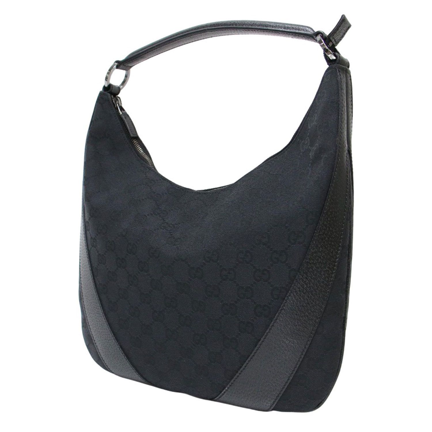 GUCCI ショルダーバッグ ウエストポーチ キャンバス レザー 黒 GG 美品 GUCCI グッチ GG柄 キャンバス レザーコンビ ワンショルダー