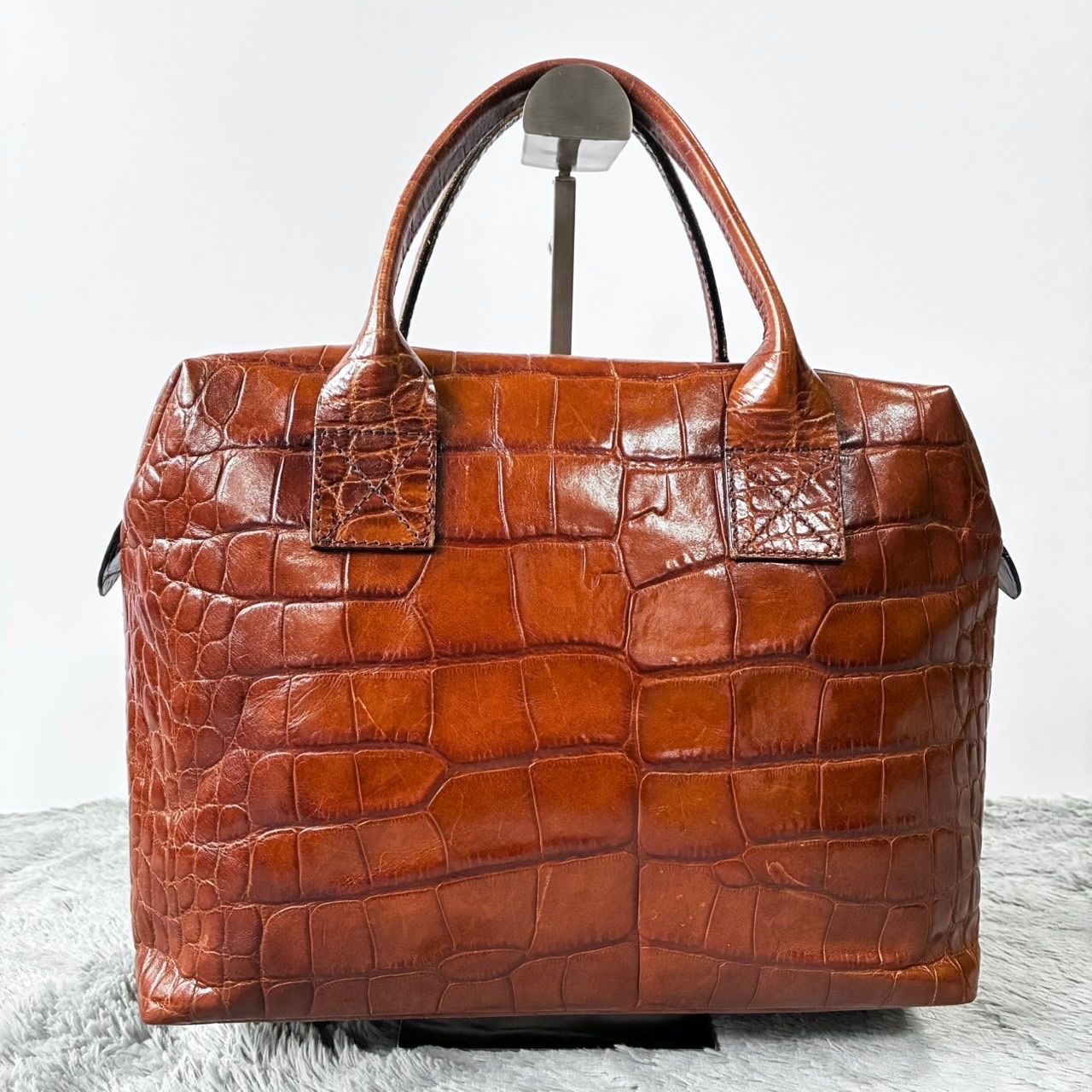 BALLY』 バリー ハンドバッグ クロコ 型押 金金具 レザー J