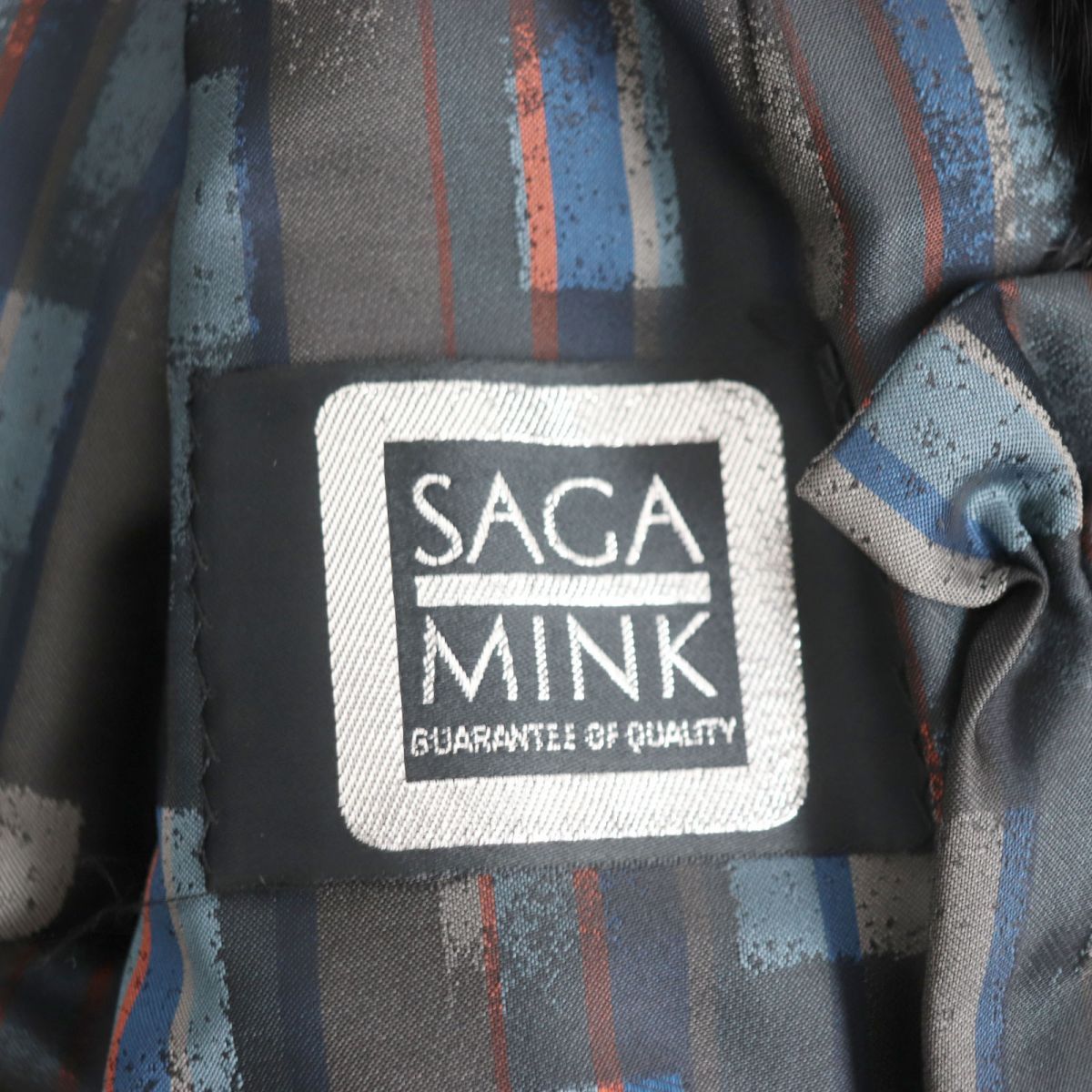 未使用品▽SAGA MINK サガミンク 裏地総柄 本毛皮コート ブラック 毛質