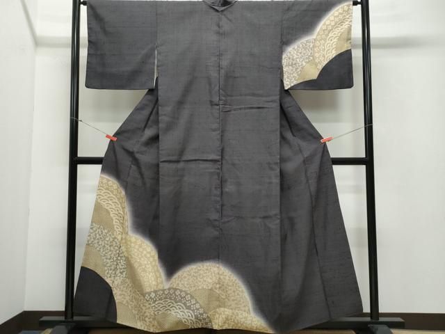 平和屋着物○訪問着 青海波花唐草文 鬼しぼ縮緬 ますいわ