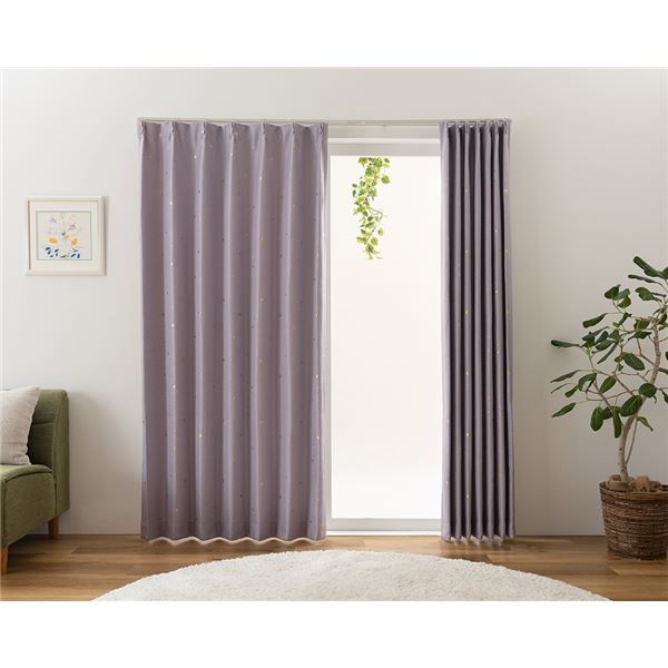 遮光カーテン 幅100cm×丈140cm 2枚 洗える 日本製 形状記憶加工 アジャスターフック タッセル付き 遮光 カーテン ステラ LA