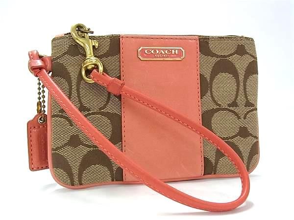 COACH コーチ シグネチャー キャンバス×レザー マルチポーチ