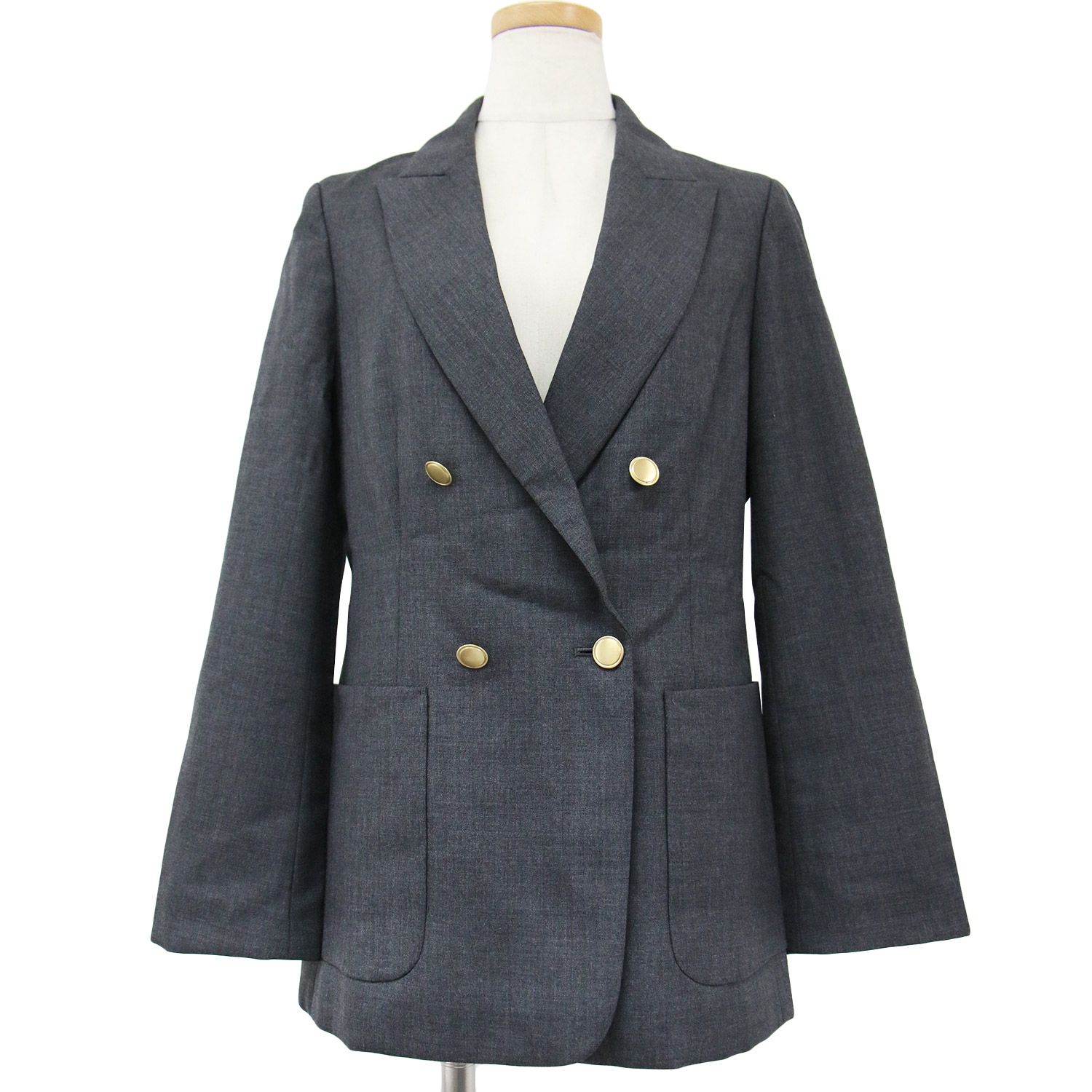 IENA ウール混ギャバWブレストジャケット グレー　36 IENA ウール混ギャバWブレストジャケット グレー 36