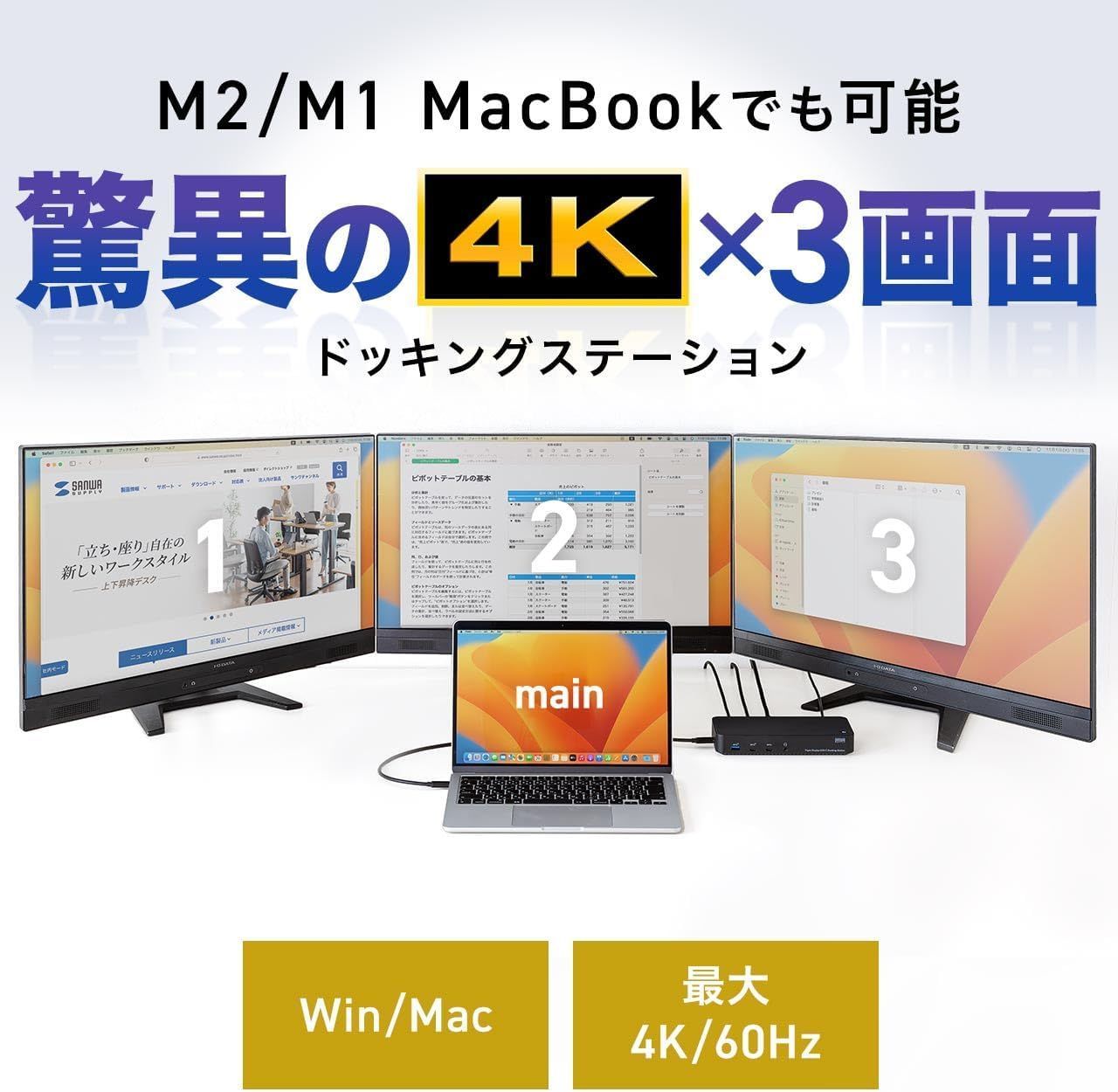 ドッキングステーション 3画面出力