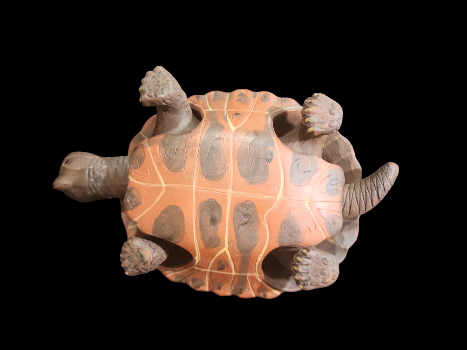 亀4匹 時代 からくり 可動式 亀 置物 「郁明」在銘 縁起物 カメ 親子 陶器 亀4匹 時代 からくり 可動式 亀 置物 「郁明」在銘 縁起物 カメ 親子