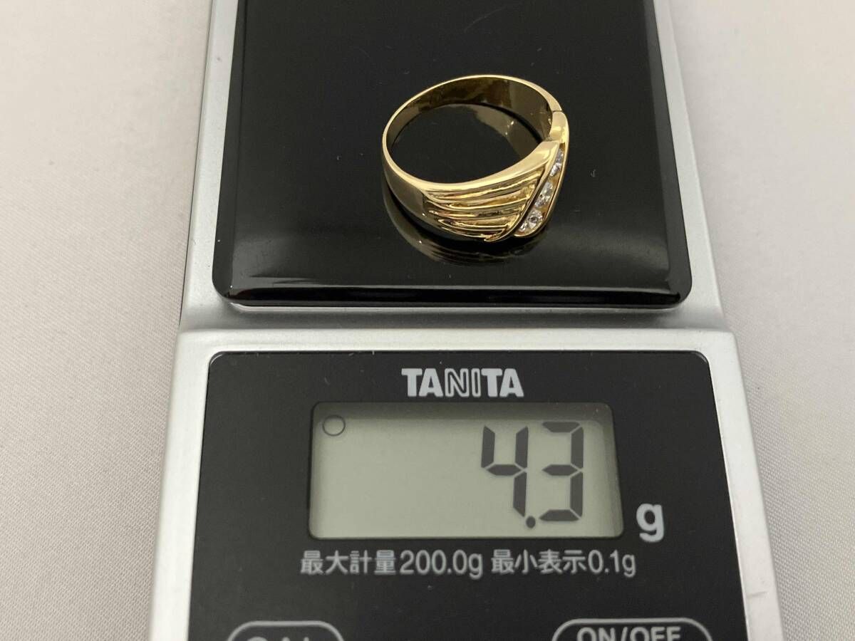 K18 スリムデザイン リング 10号 デザインリング K18 ダイヤ0.28ct 12号 総重量4.3g - メルカリ