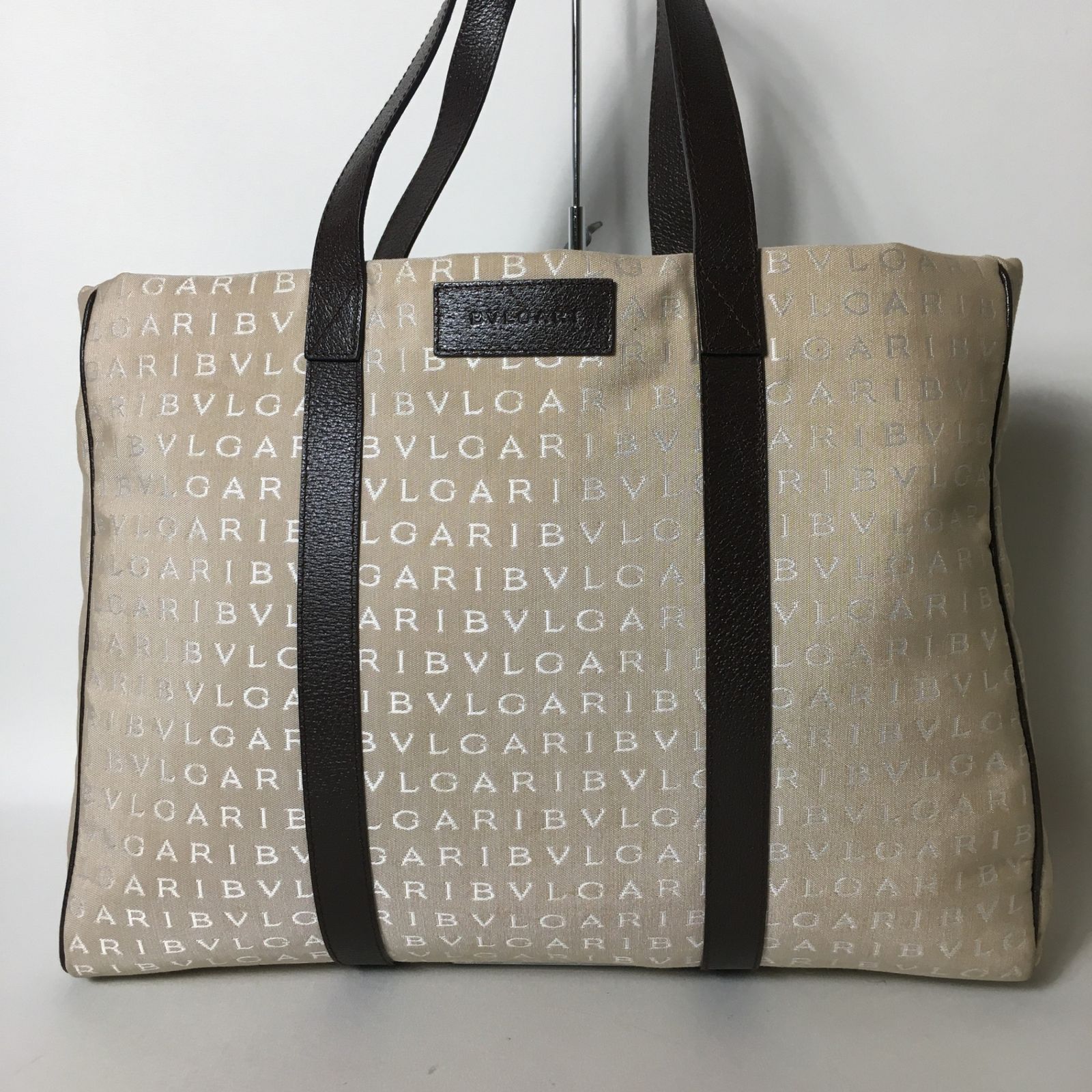 2507-173｜美品｜ブルガリ トートバッグ バイカラー ロゴ総柄 2507-173｜美品｜ブルガリ トートバッグ バイカラー ロゴ総柄