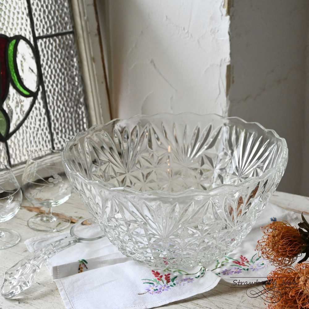 早い者勝ち！】IKI-503 フランスアンティーク ガラスボウル サラダ