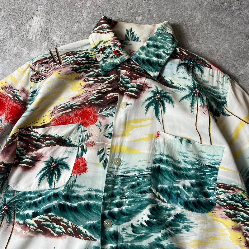 50年代 60年代 penney's 総柄 シャツ アメリカ製