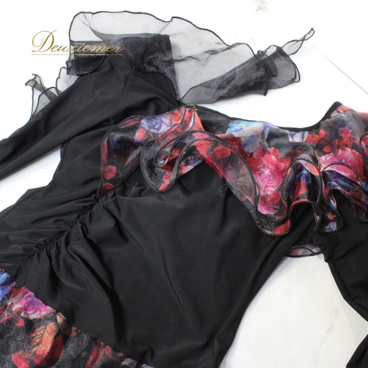 【美品 社交ダンス衣装】ワンピース ドレス leirena 黒 かわいい 上品 美品 社交ダンス衣装】ワンピース ドレス leirena レイリーナ 黒