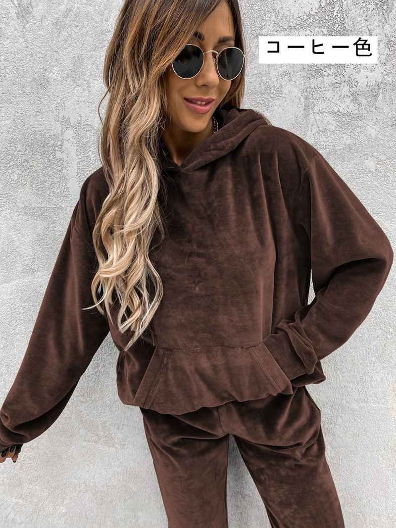  ベロア セットアップ 即 OK ルームウェア レディース 上下セット ベロアパーカー 長ズボン 部屋着 パジャマ おしゃれ トレーニングウェア スウェット 秋冬 カジュアル 暖かい lbl 23 ジャージ トップス