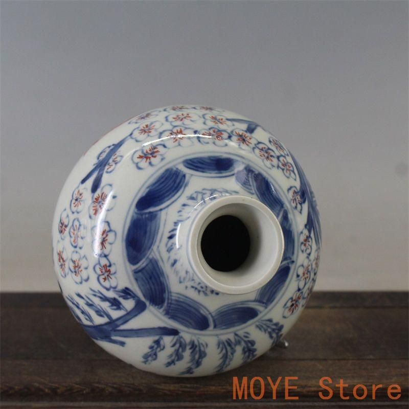 清康煕青花釉里紅三羊開泰梅瓶 景徳鎮 陶磁器