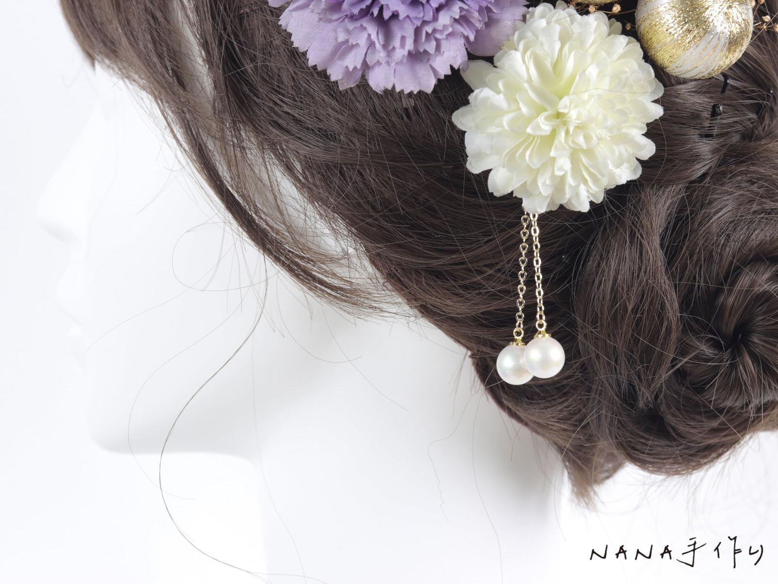 [NANA手作り]髪飾り ピンポンマム 和玉 かわいい 成人式 NANA手作り]髪飾り ピンポンマム 和玉 かわいい 成人式 七五三 花火大会