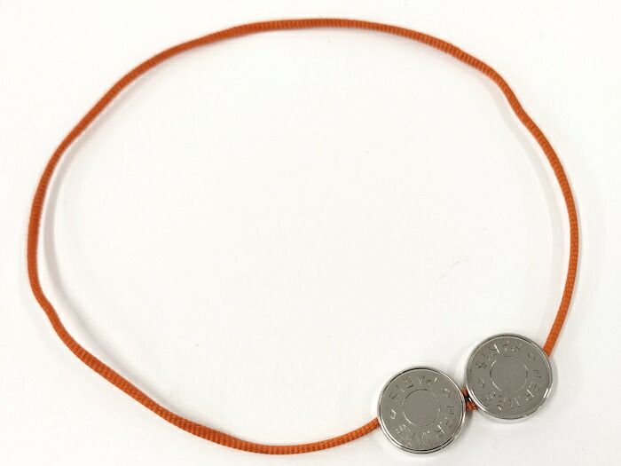 HERMES セリエ コード ブレスレット オレンジ シルバー メッキ