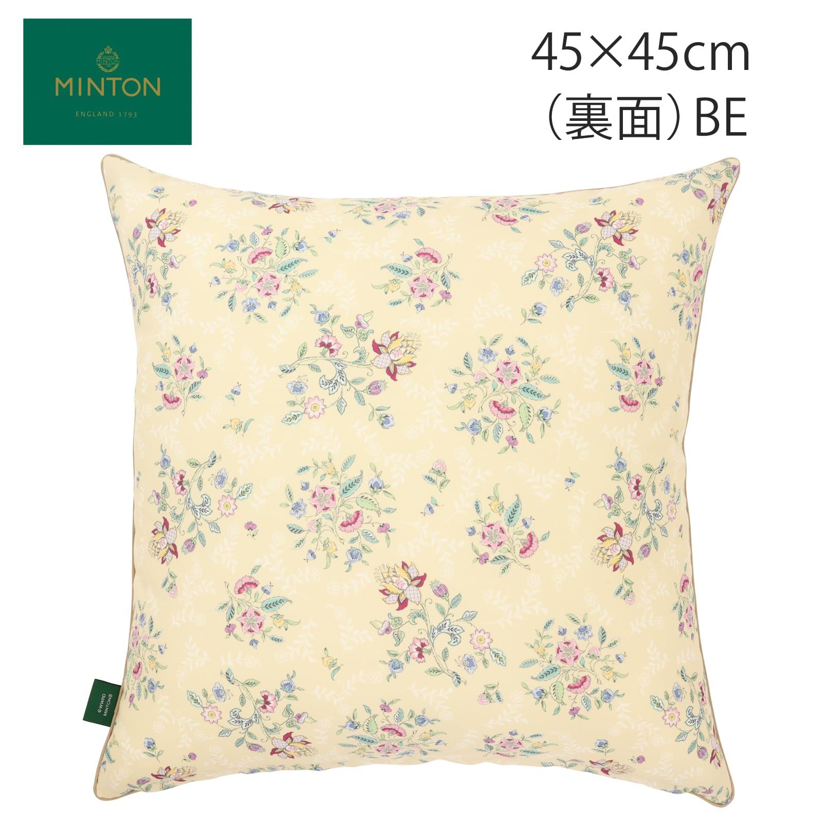 川島織物セルコン MINTON ミントン クッションカバー ハドンフラワーパネル ベージュ 45×45cm LL1242 NEXPOTALLINN_EU