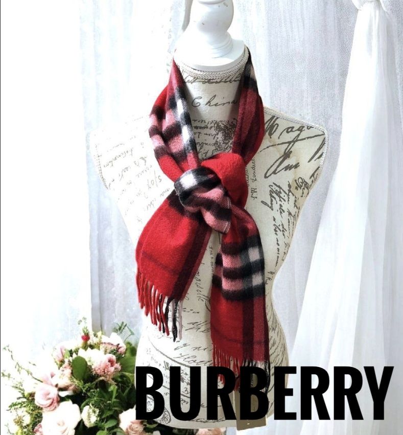 BURBERRY 100%カシミヤ マフラー チェック柄　ほぼ未使用美品‼️ BURBERRY 100%カシミヤ マフラー チェック柄 ほぼ未使用美品