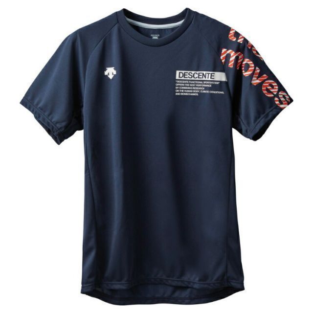 DESCENTE デサント 半袖バレーボールシャツ ネイビー Mサイズ DVUVJA50 NV | スポーツ スポーツウェア ウエア 服 衣類 機能性 トップス 半袖 ショートスリーブ 素材 ブランド 吸汗速乾 ウェア ポリ