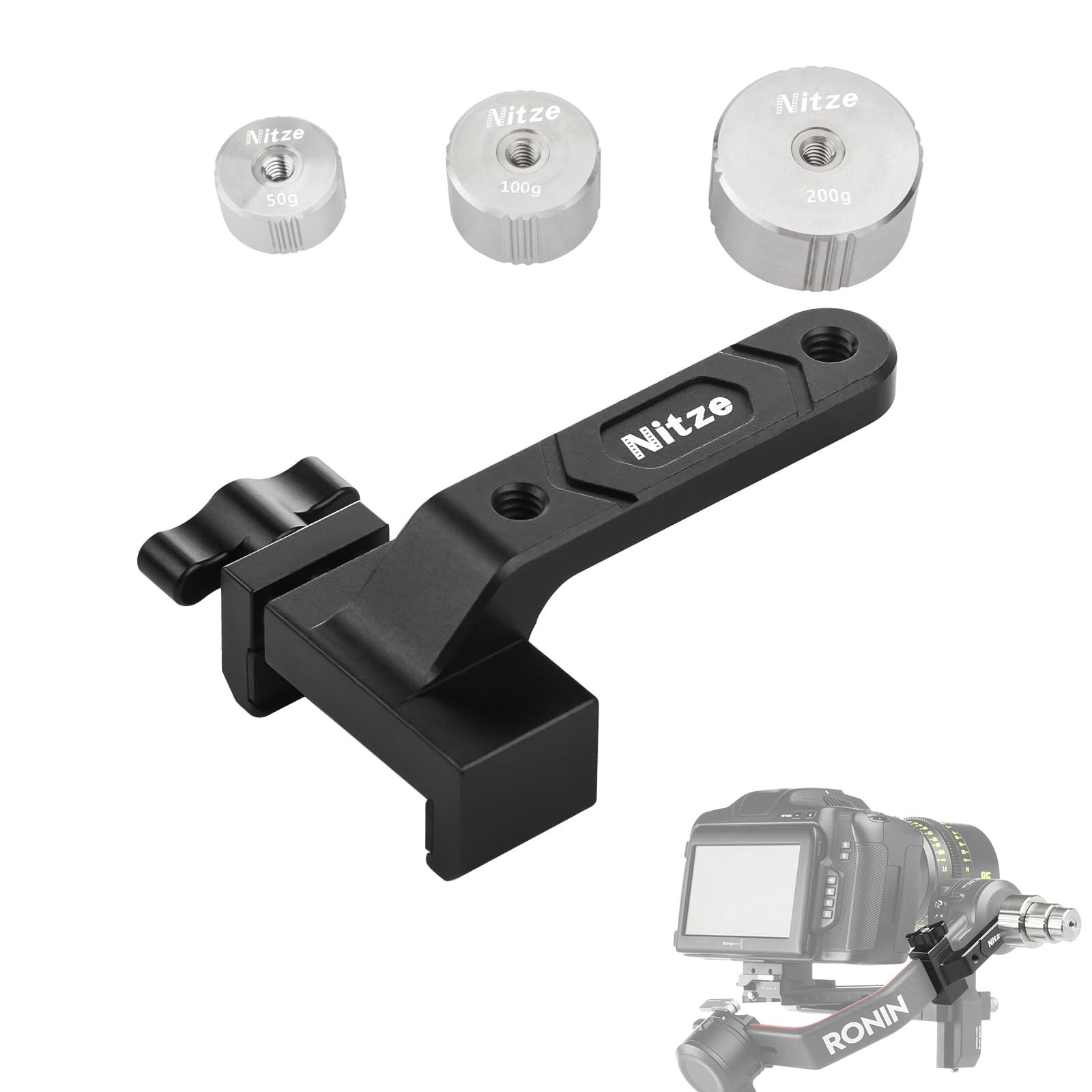Nitze ジンバルカウンターウェイトキット DJI RS 2| RSC 2| RS 3| RS 3 Pro対応 マウントクランプ付き 50g | 100g カウンターウェイト - T-DR01B
