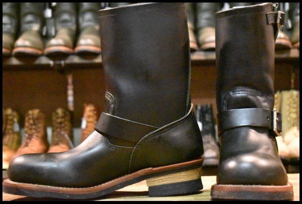 8D 10年 レッドウィング 2268 エンジニア 黒 ブラッククローム スチールトゥ ブーツ redwing HOPESMORE FJ095