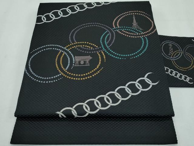 平和屋着物□極上 西陣 辻梅機業店 九寸名古屋帯 五輪 東京タワー 風景  