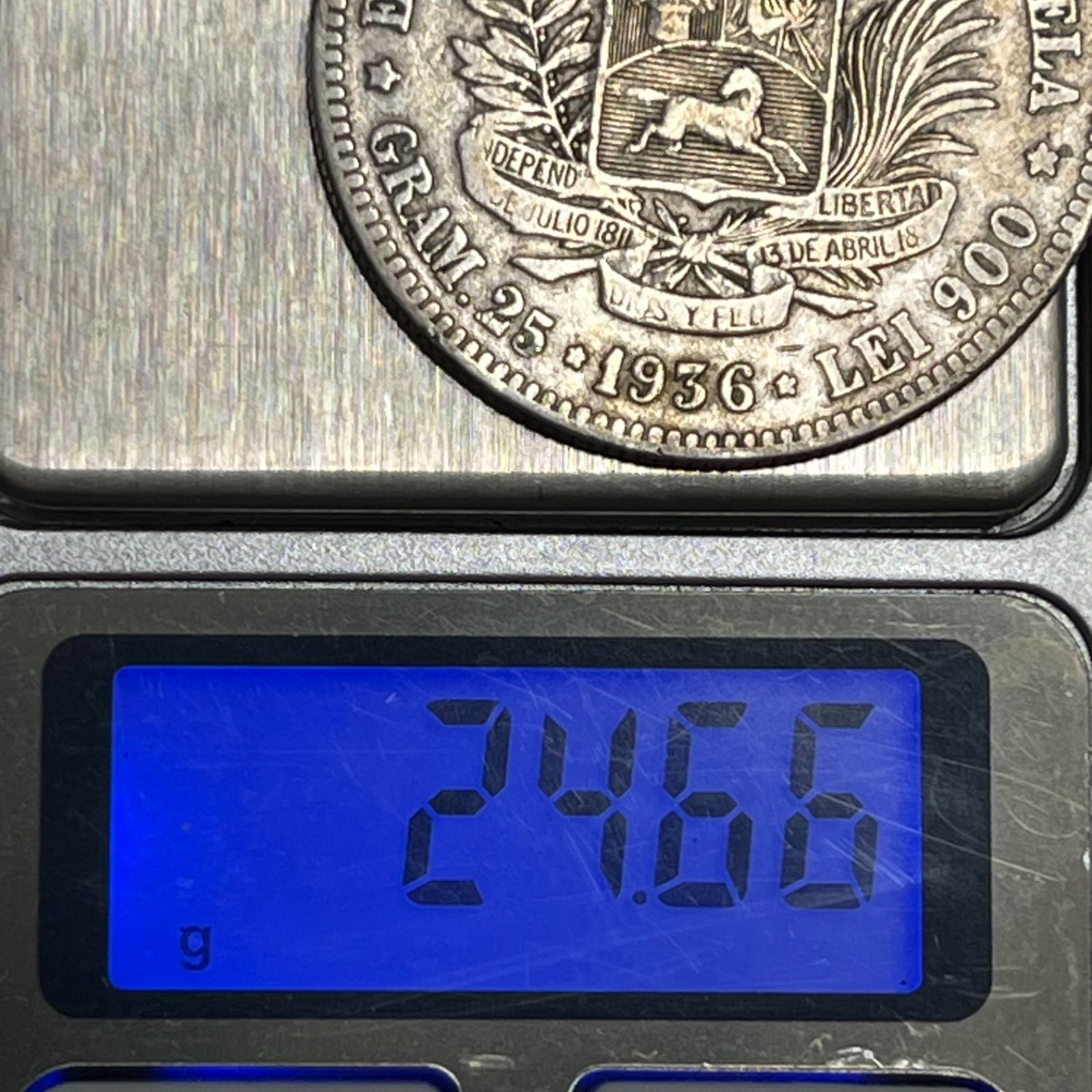 ベネズエラ 1936年 1ボリバル 銀貨 銀貨】1936年 ベネズエラ 1ボリバル（Simón Bolívar）南米独立の“解放