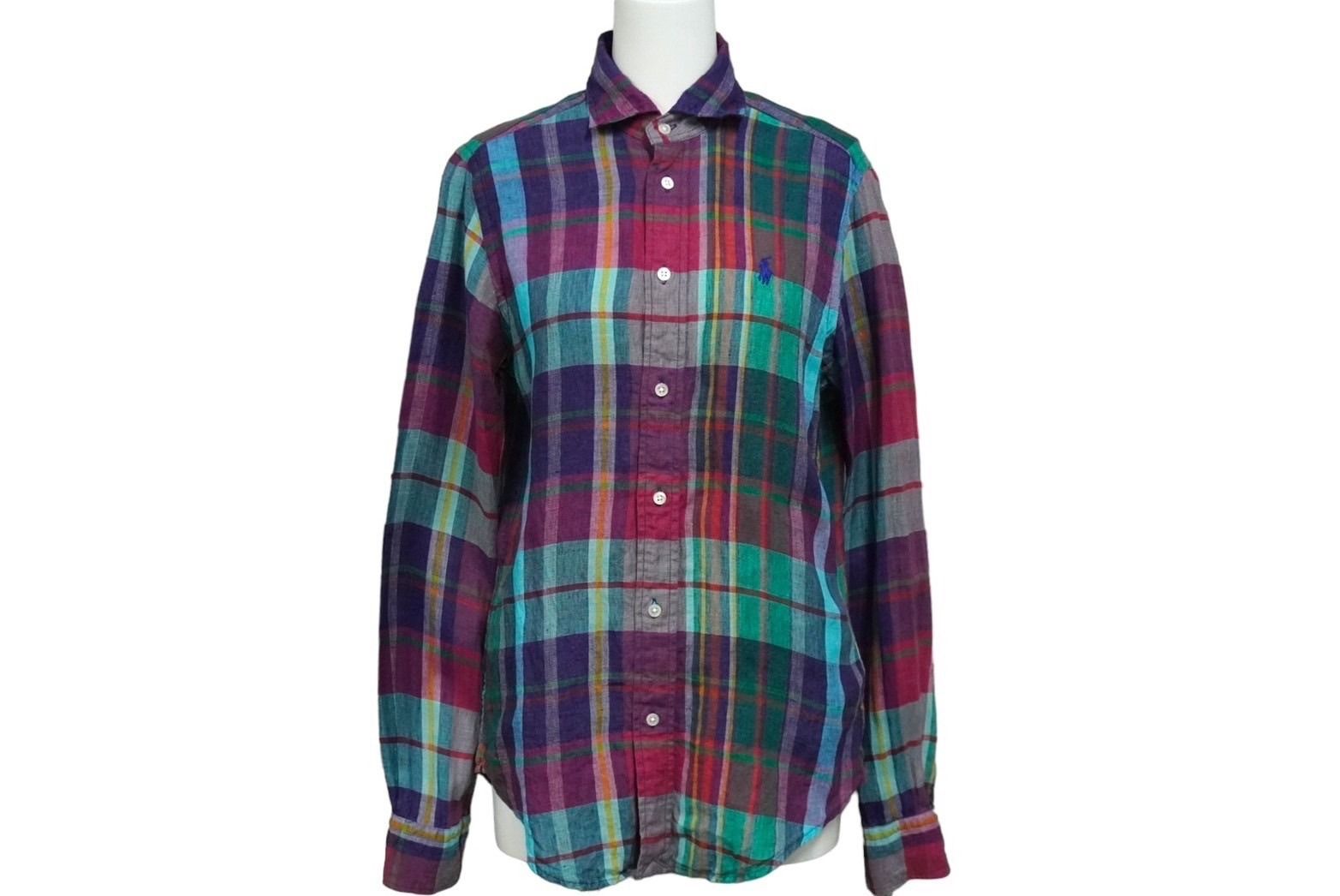 極美品 POLO RALPH LAUREN ポロ ラルフローレン 長袖シャツ リネン 