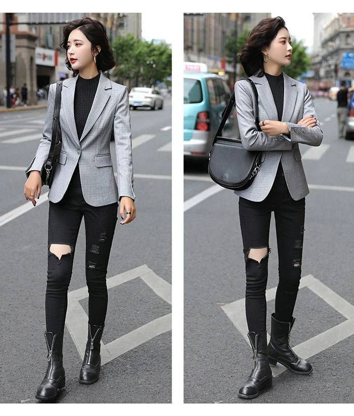 スーツ ジャケット レディース テーラードジャケット 春秋 テーラード チェック柄 フォーマル ミドル丈 アウター トップス 春 秋 コート 長袖 スプリングコート カジュアル ショート丈 羽織り 通勤 仕事 オフィス xzzhang149 MAAHADDERANG_COM