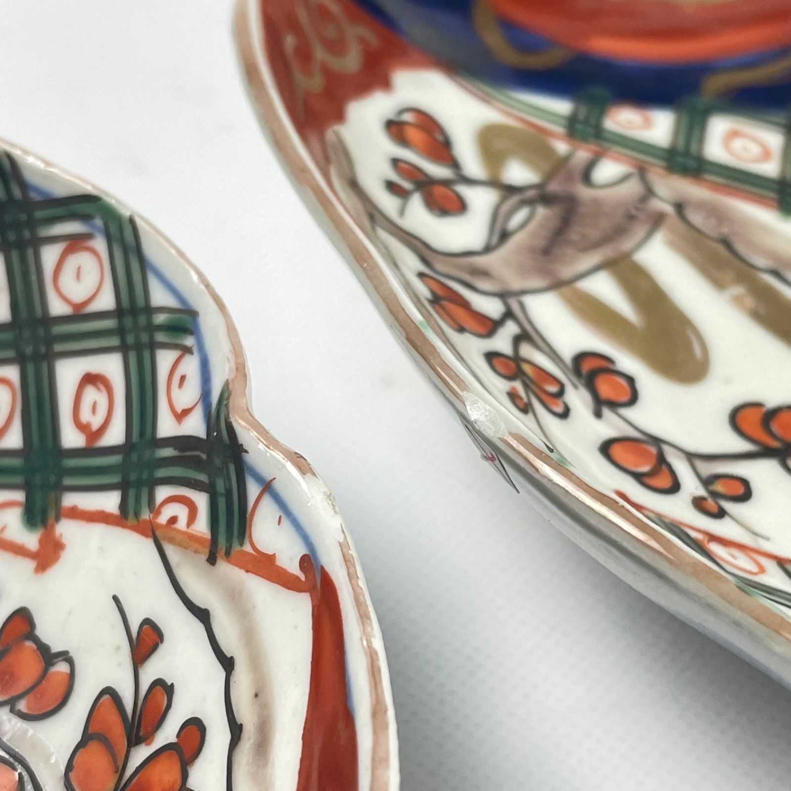 599 色絵 花 古伊万里 伊万里焼 骨董 アンティーク 7寸皿 5枚セット