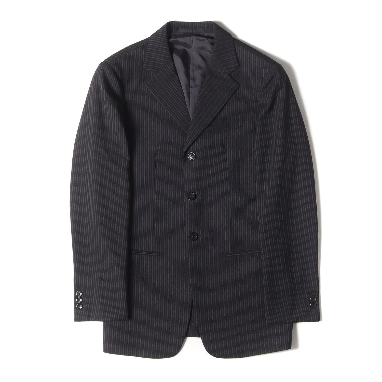 ARMANI COLLEZIONI アルマーニコレツォーニ ブラック 黒 サイズ 44 C ストライプ テーラードジャケット スラックスパンツ スーツ セットアップ メンズ