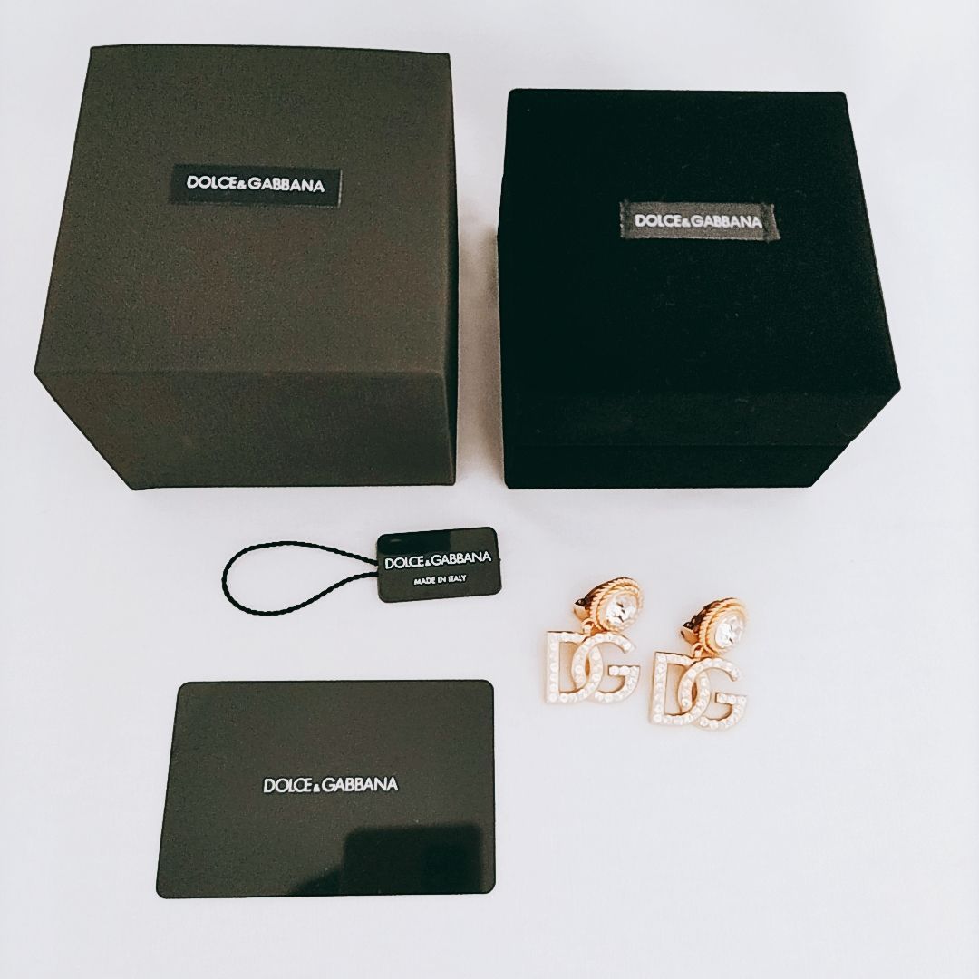 新品未使用】Dolce&Gabbana イヤリング ラインストーン＆DGロゴ 