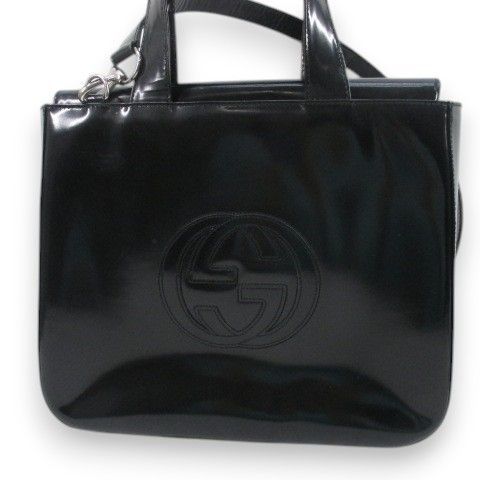 正規品 直営店 GUCCI インターロッキング エナメル パテントレザー