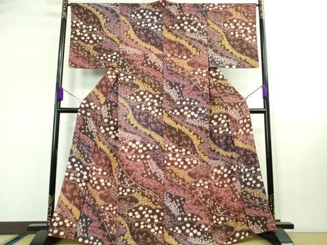 平和屋着物 上 小紋 霞花文 金彩 金通し地 DZAB0193kh5