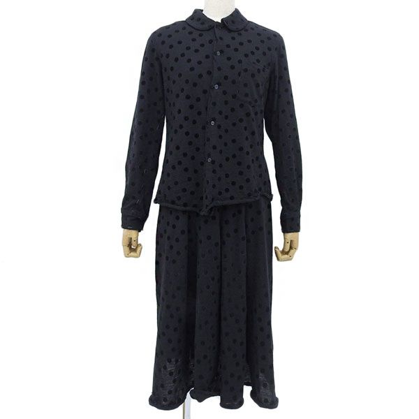 コムデギャルソン COMME DES GARCONS コムコム ウール ドットパターン セットアップ レディース ブラック sizeS Y03184