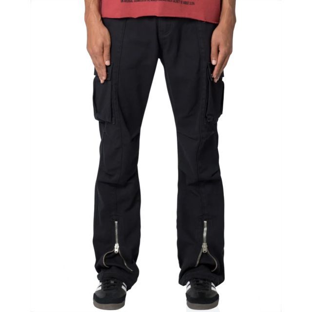 送料無料】mnml FRONT ZIP カーゴ パンツ フレアカット ブーツ