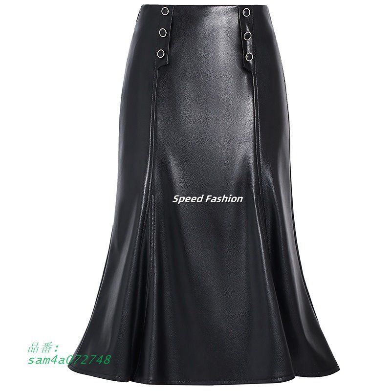 ハイウエスト スリム レザースカート レディース フ スカート フェイクレザースカート シンプル am4a072748 GULLKHAN_COM