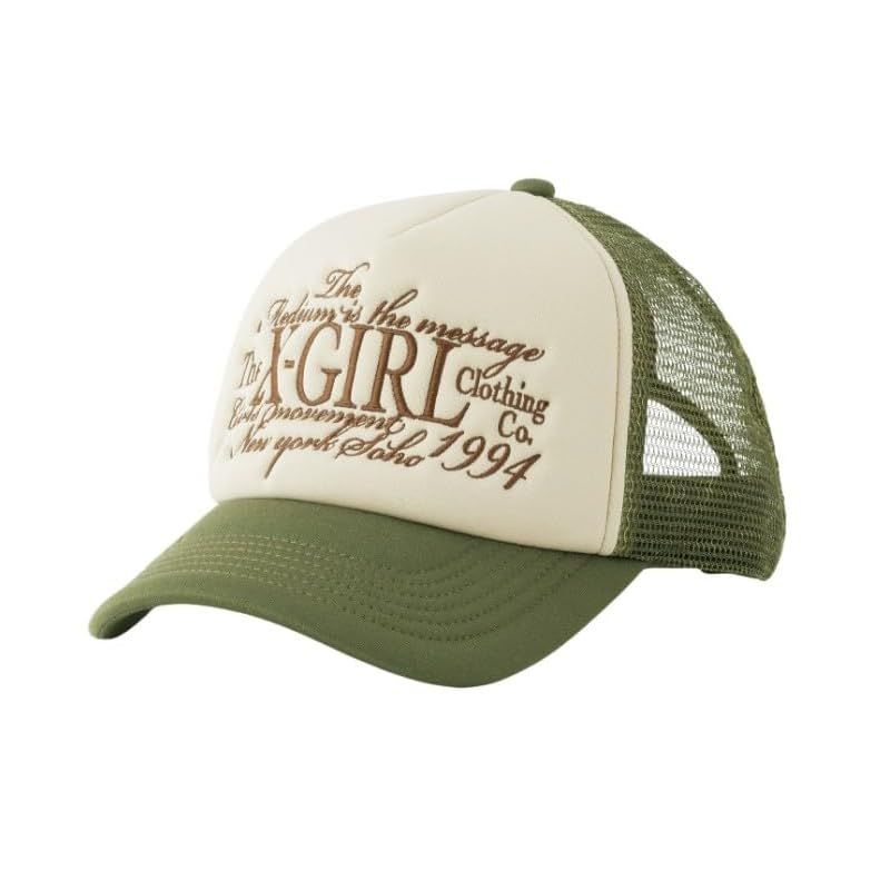 エックスガール キャップ LETTERING LOGO EMBROIDERED TRUCKER CAP レディース BEIGE 0