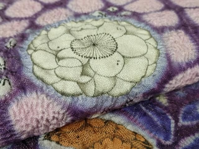 平和屋本店□極上 初代 久保田一竹 幻の辻が花 太鼓柄袋帯 銀通し地