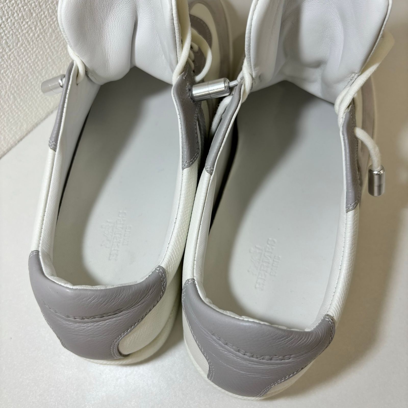 HERMES ブーメラン スニーカー 白/グレー エルメス 24㎝ 【極美品 