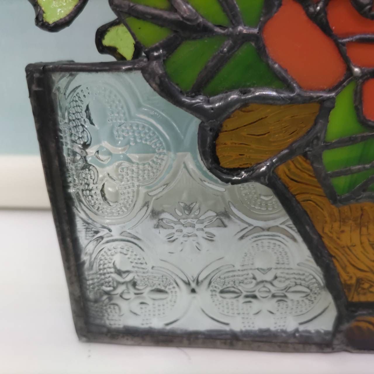 鮮やかなブーケ 花束 ヴィンテージ ステンドグラス フラワー レア作品 新作ステンドグラス花束ブーケ ガラスインテリア花籠置物