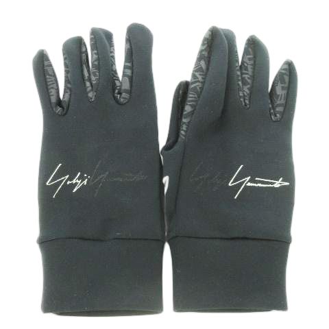 ヨウジヤマモト YOHJI × ニューエラ ERA グローブ 手袋 切替 総柄 ロゴ M 黒 ブラック AO 4 GY 18