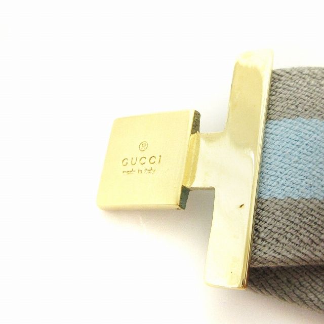 グッチ　GUCCI ウェブストライプベルト グッチ GUCCI ベルト ストライプ ゴム 青 ブルー グレー 小物