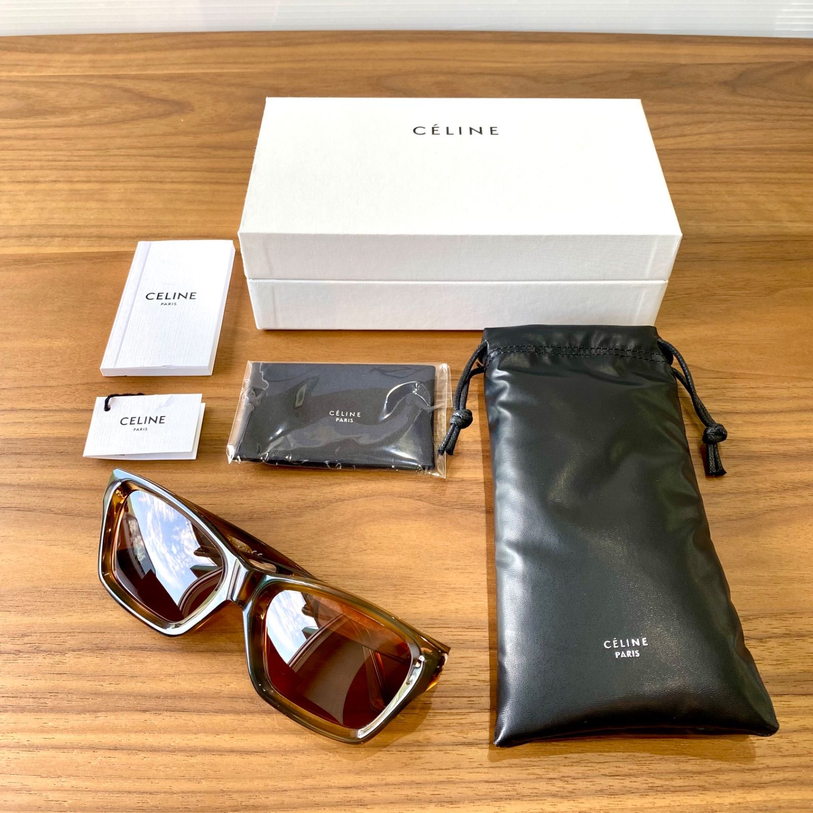 未使用 CELINE セリーヌ サングラス ブラウン べっ甲柄 マーブル 人気