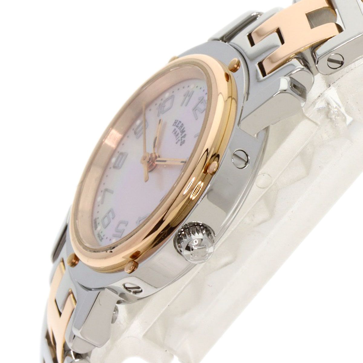 HERMES エルメス CL4.221 クリッパー 新バックル 腕時計 SS SSxPGP レディース [中古] HERMES エルメス CL4.221 クリッパー ナクレ 新バックル 腕時計 SS