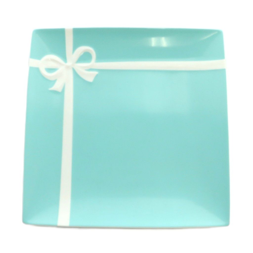ティファニー TIFFANY - CO. ブルーボックス プレート 皿 正方形 リボン ティファニーブルー 白 ホワイト MP GY19