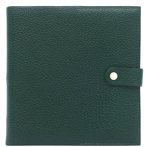 エルメス HERMES 小物 CDケース レザー グリーン系 シルバー金具 緑 ブックタイプ ノートカバー □C刻印