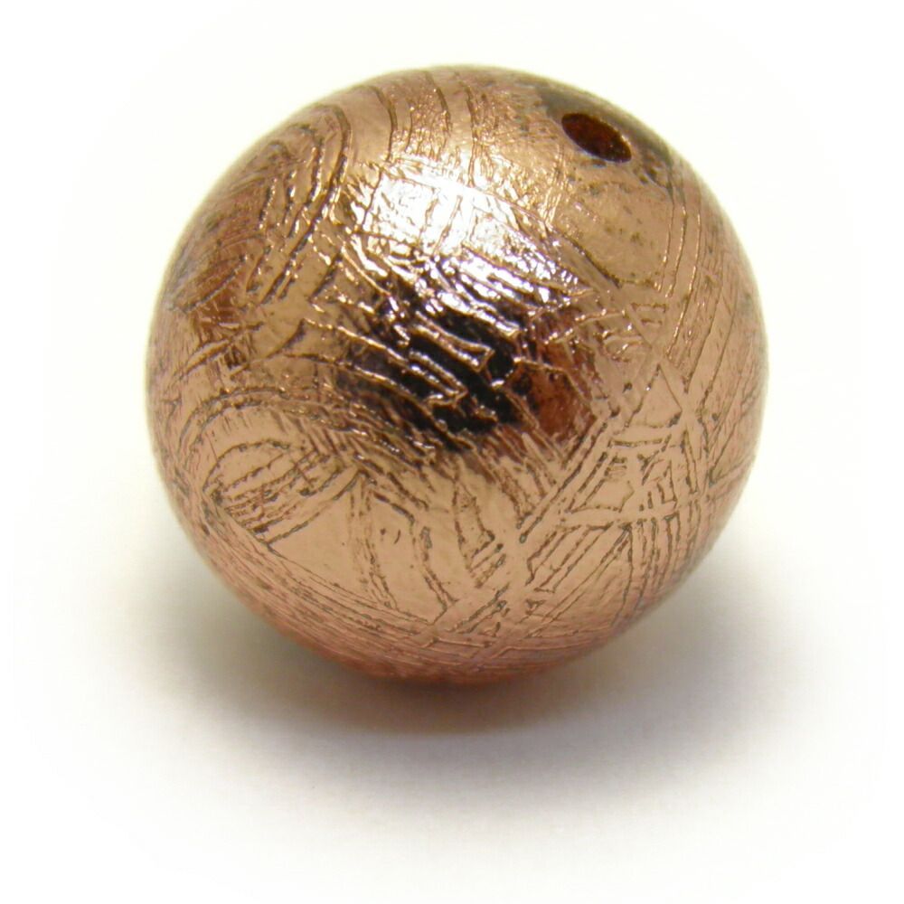 ギベオン ピンクゴールド 隕石 6mm 【穴あり一粒売りビーズ