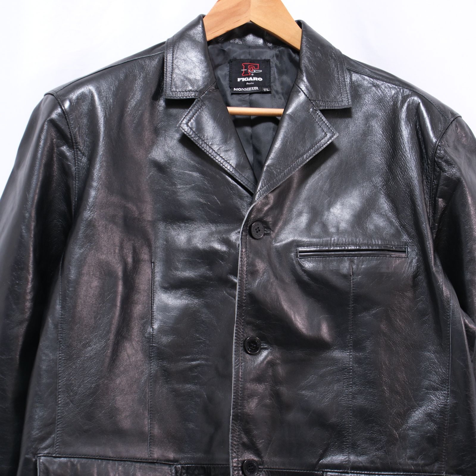 FIGARO フィガロ 羊革 ラムレザー ジャケット 黒 ブラック サイズTL  